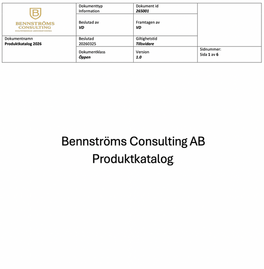 Produktkatalog Bennström Consulting